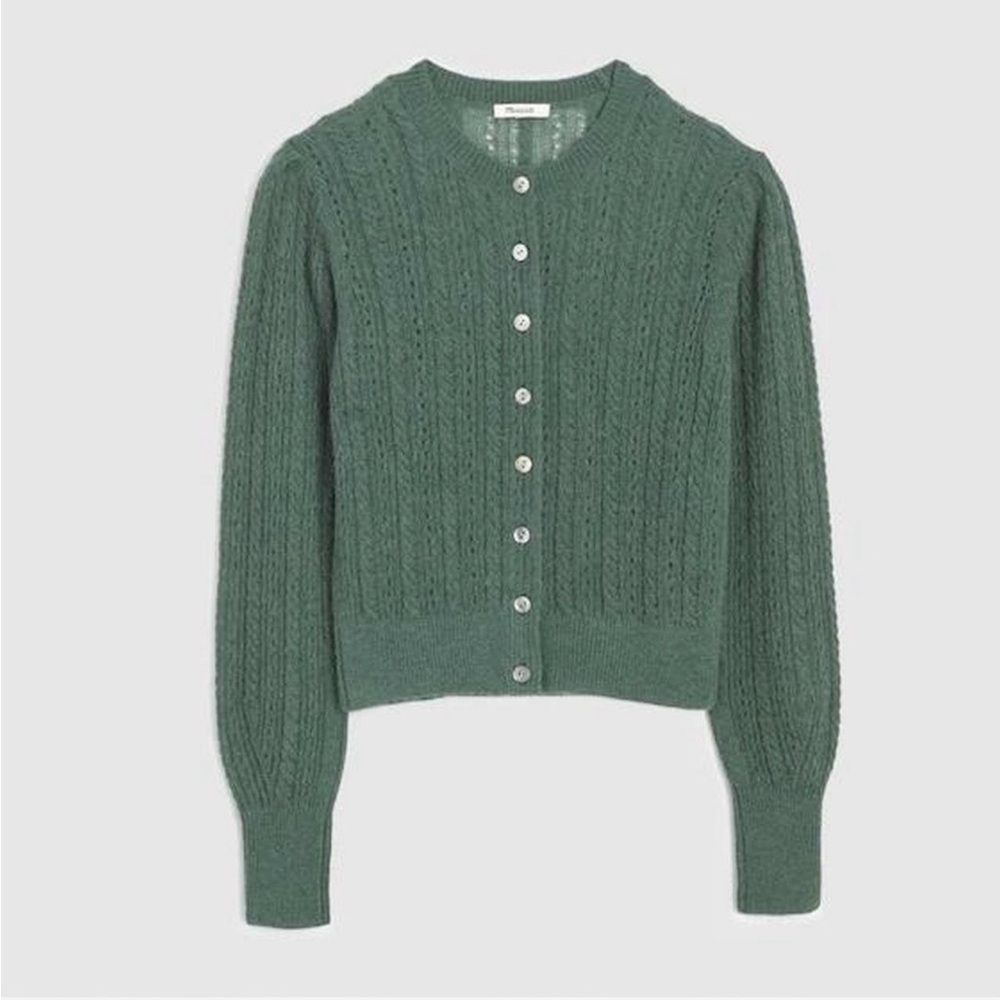 Elegant Madewell Pointelle-Stitch Cardigan in Alpaca Blend size M